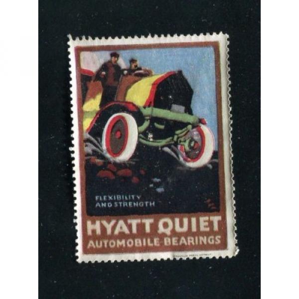 Vintage Poster Stamp Label HYATT QUIET AUTOMOBILE BEARINGS open top car #4 image