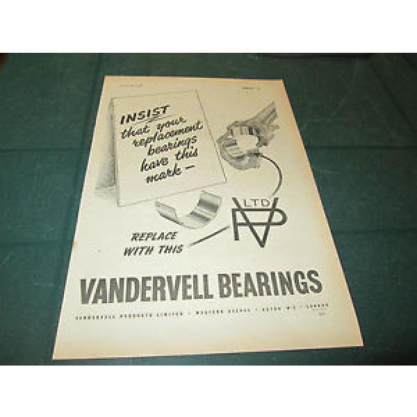 (#)  VINTAGE MOTORING ADVERT VANDERVELL BEARINGS 6TH OCTOBER 1954 #5 image